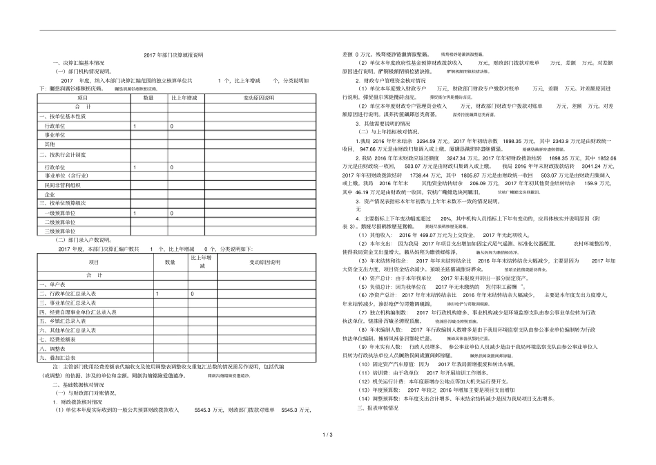 2017年部门决算填报说明_第1页