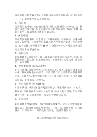 常用的降压药有6大类