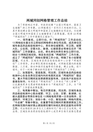 两城同创网格管理工作总结