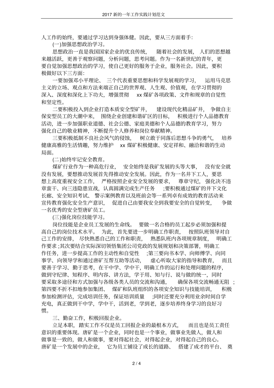 2017新的一年工作实践计划范文_第2页