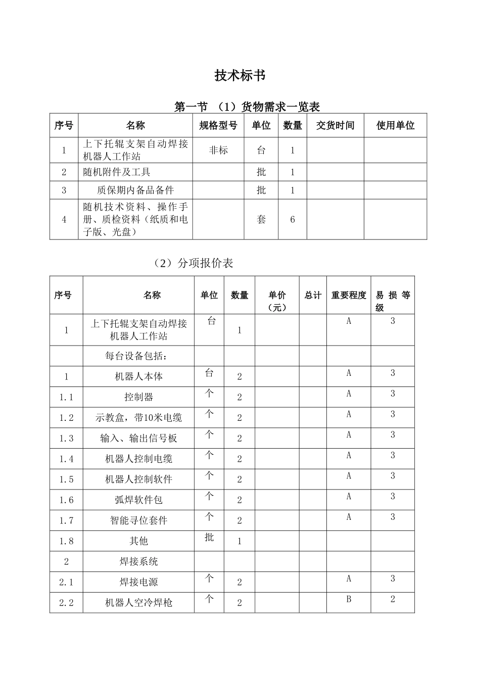 标书-上下托辊支架自动焊接机器人工作站(修改)(1)_第2页