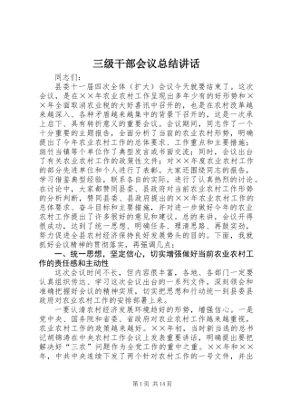 三级干部会议总结讲话 (2)