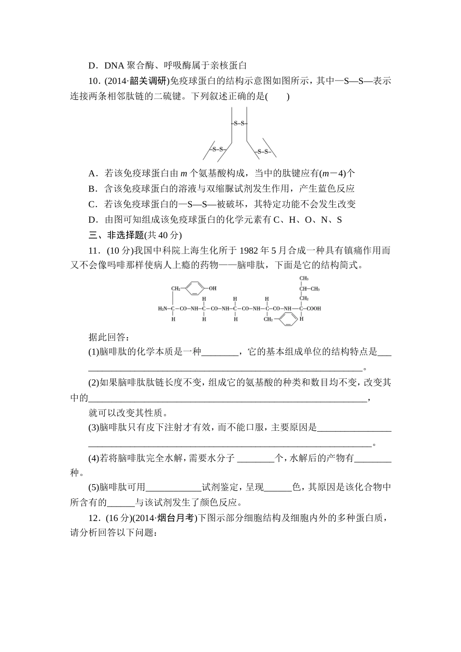 蛋白质练习题目_第3页