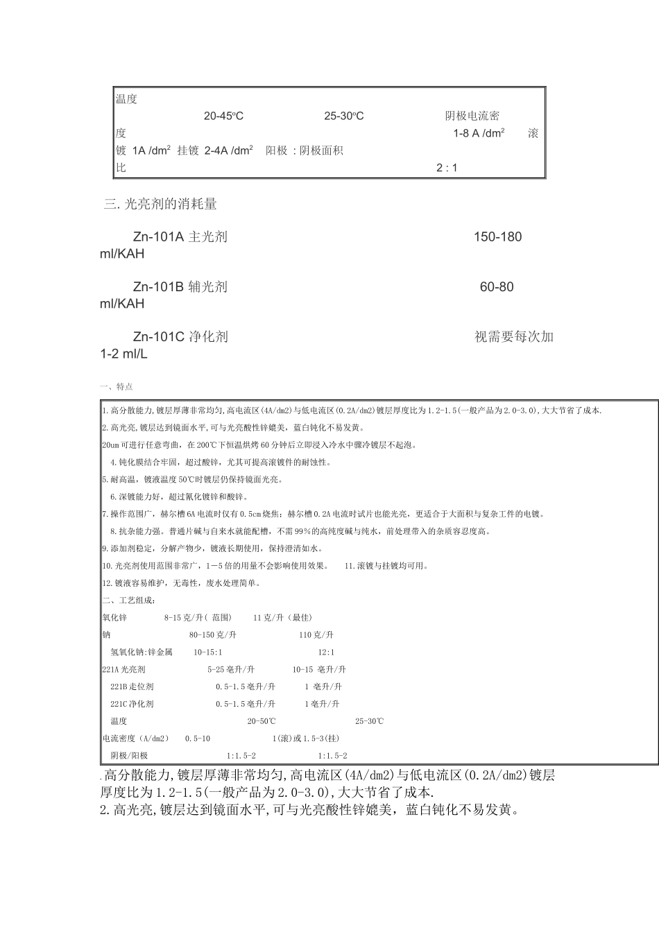Zn-101 碱性无氰光亮镀锌_第2页