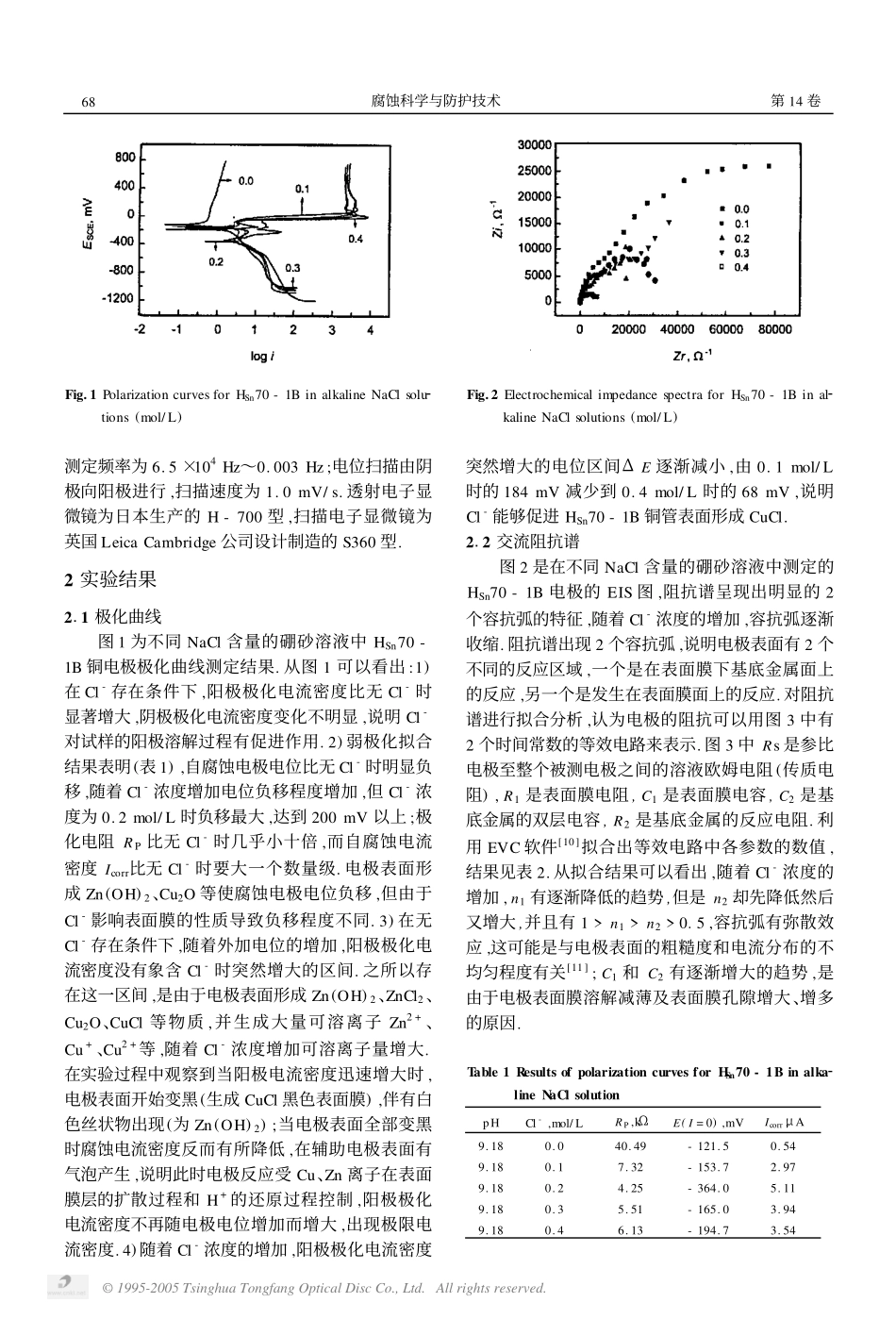 HSn70-1B铜管在碱性NaCl溶液中的腐蚀行为_第2页