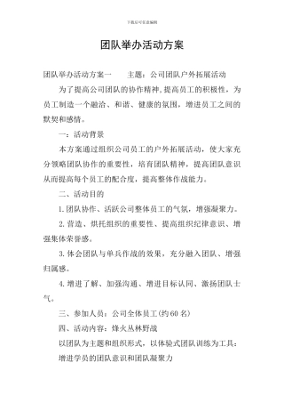 团队举办活动方案