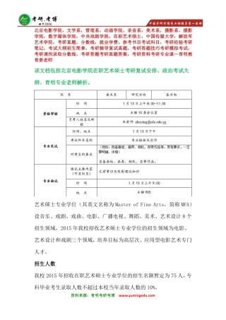 北京电影学院美术系在职艺术硕士考研复试真题资料