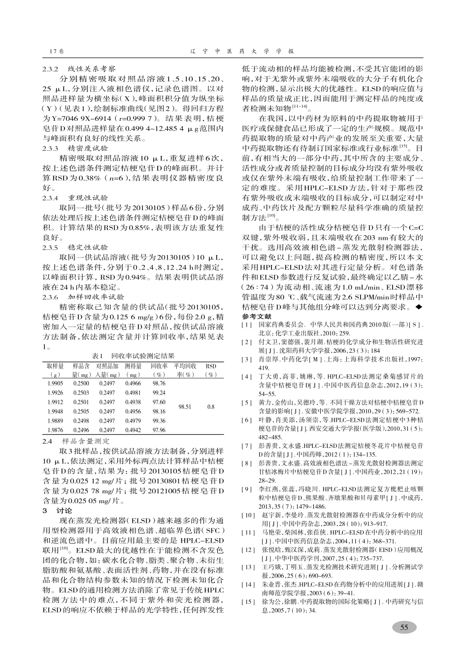 HPLC-ELSD法测定痰咳净片中桔梗皂苷D含量-刘爱明,周文君_第3页