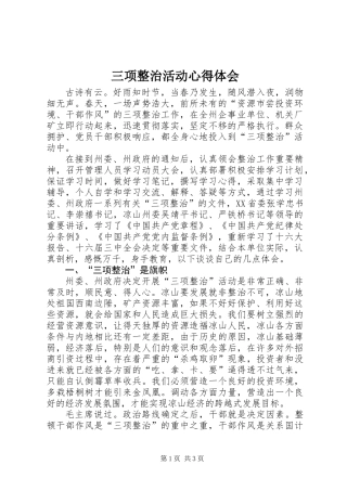 三项整治活动心得体会