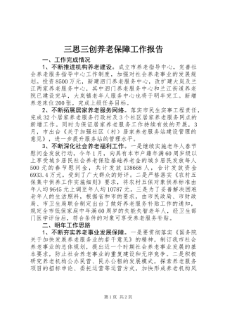 三思三创养老保障工作报告