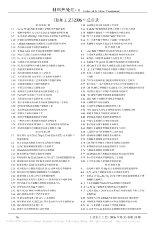《热加工艺》2006年总目录