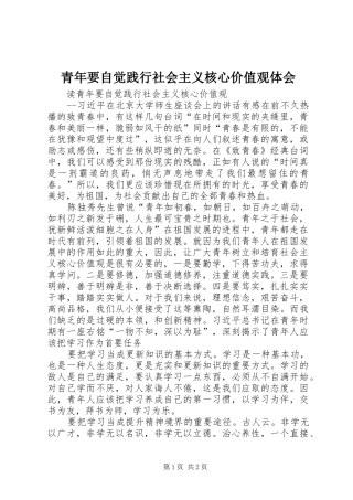 青年要自觉践行社会主义核心价值观体会