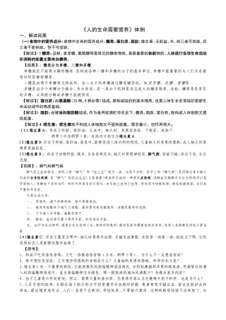 《人的生命需要营养》体例