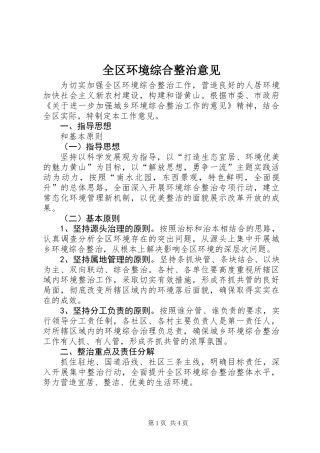 全区环境综合整治意见