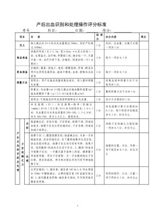 产后出血识别和处理操作评分标准