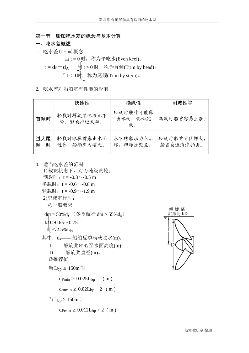 船舶吃水差的概念与基本计算_第1页