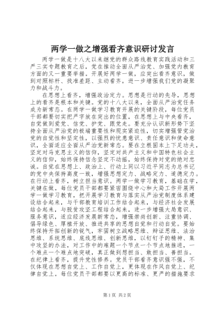 两学一做之增强看齐意识研讨发言