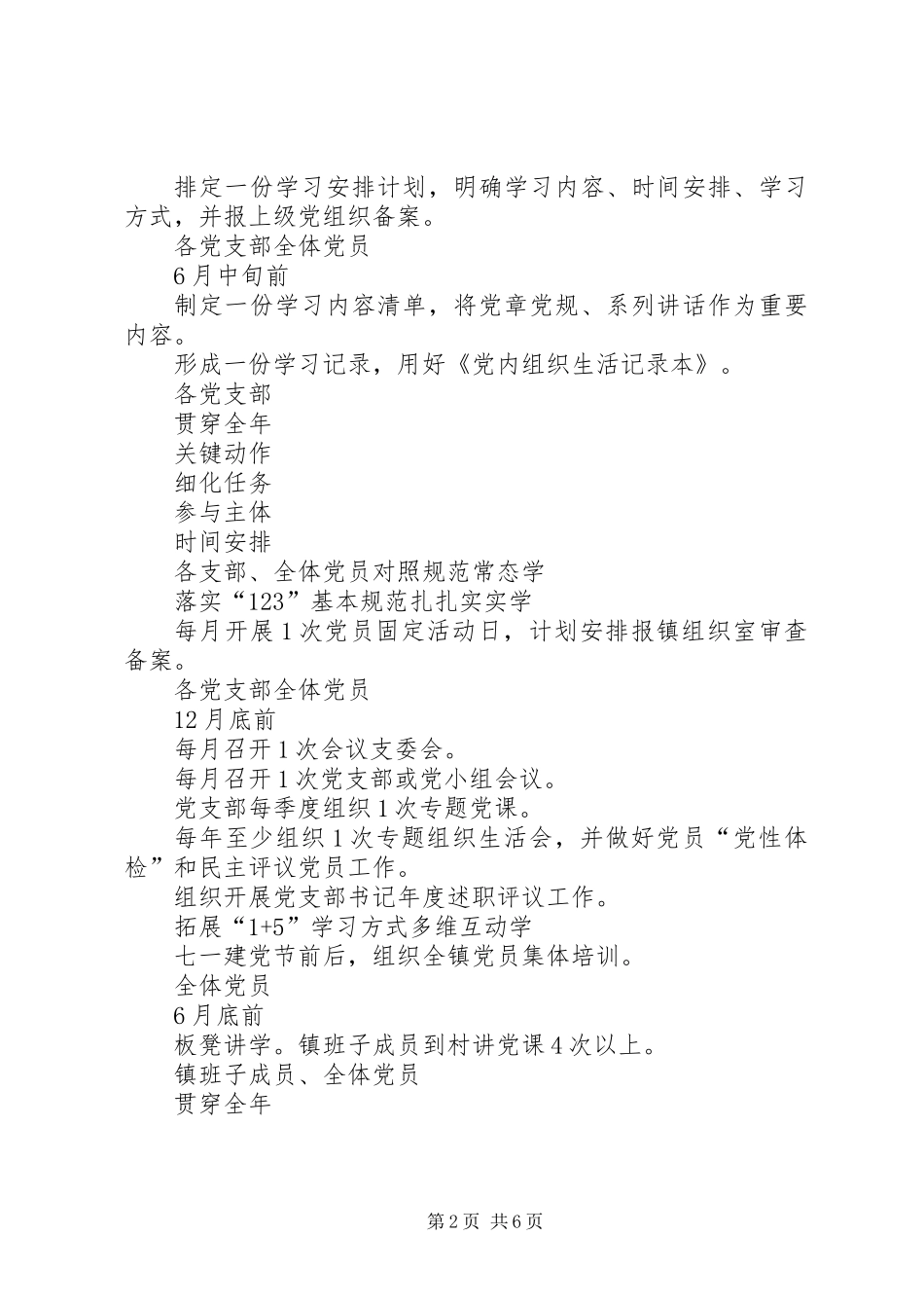 全镇“两学一做”学习教育工作任务清单_第2页