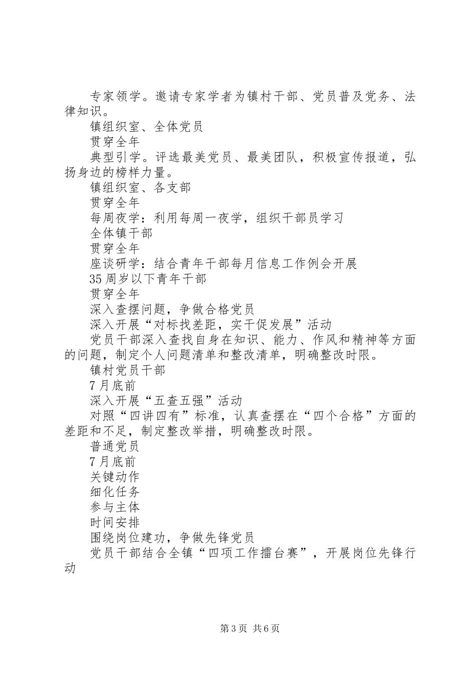 全镇“两学一做”学习教育工作任务清单_第3页