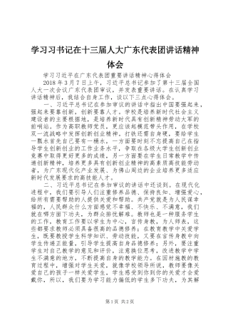 学习习书记在十三届人大广东代表团讲话精神体会