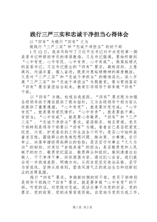 践行三严三实和忠诚干净担当心得体会