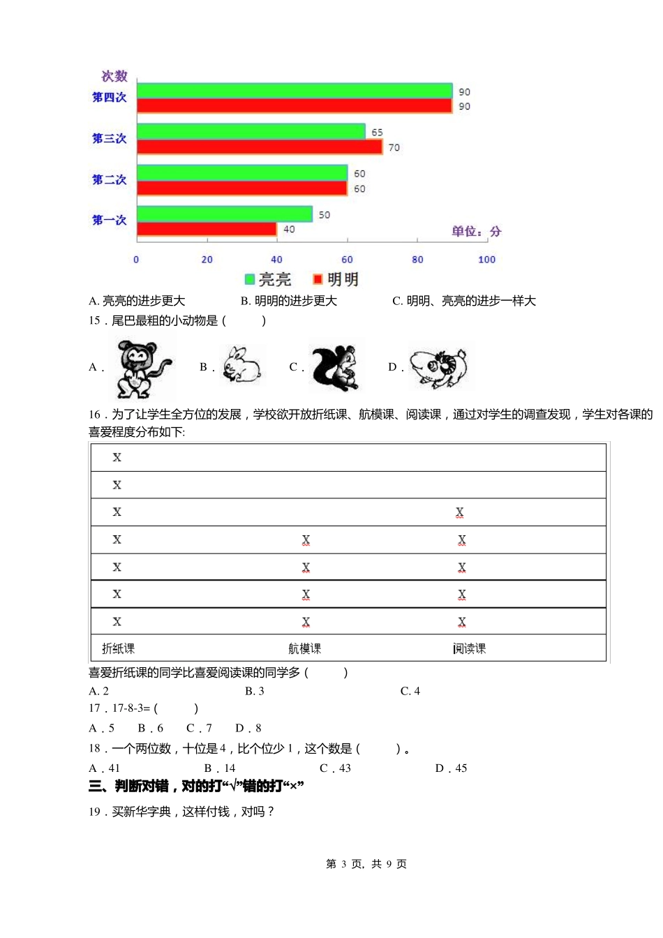 2018-2019年北京日坛中学一年级下册数学复习题含答案_第3页