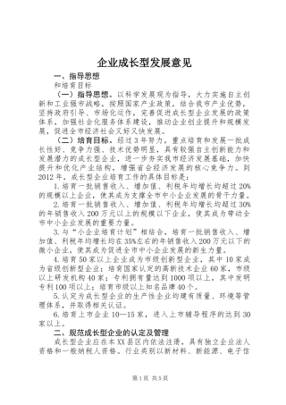 企业成长型发展意见