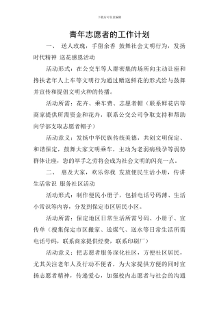 青年志愿者的工作计划
