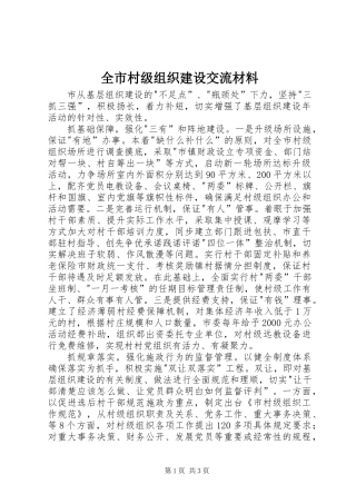全市村级组织建设交流材料