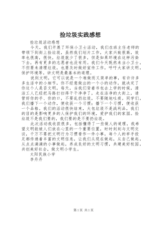 捡垃圾实践感想