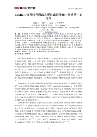 CaMKII信号转导通路在慢性痛外周和中枢感受中的作用