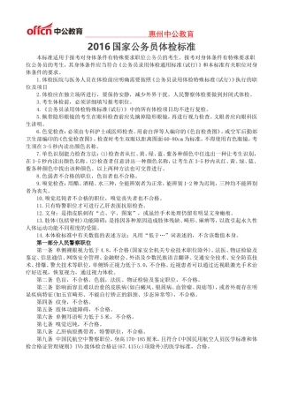 2016国家公务员体检标准
