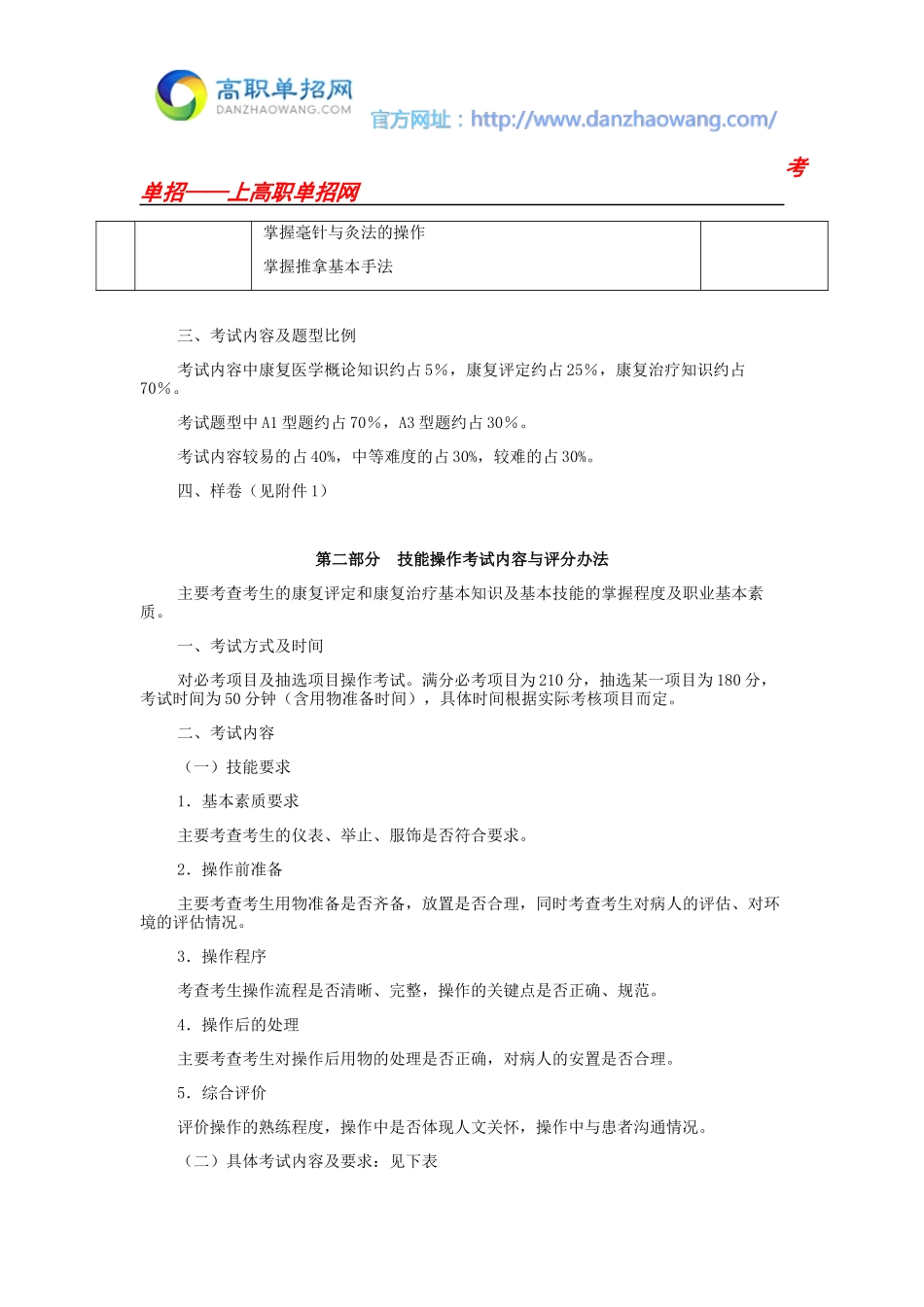 2016湖北职业技术学院中职生单招试题(康复治疗技术)_第3页