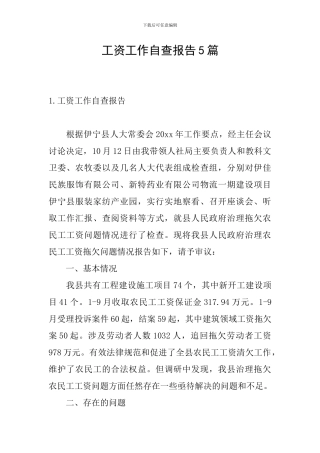 工资工作自查报告5篇
