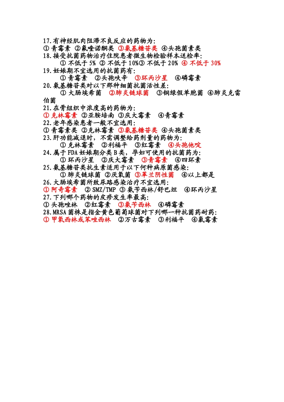 常用考试抗菌药物试题_第2页