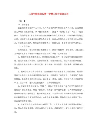 三四年级组组长第一学期工作计划怎么写 