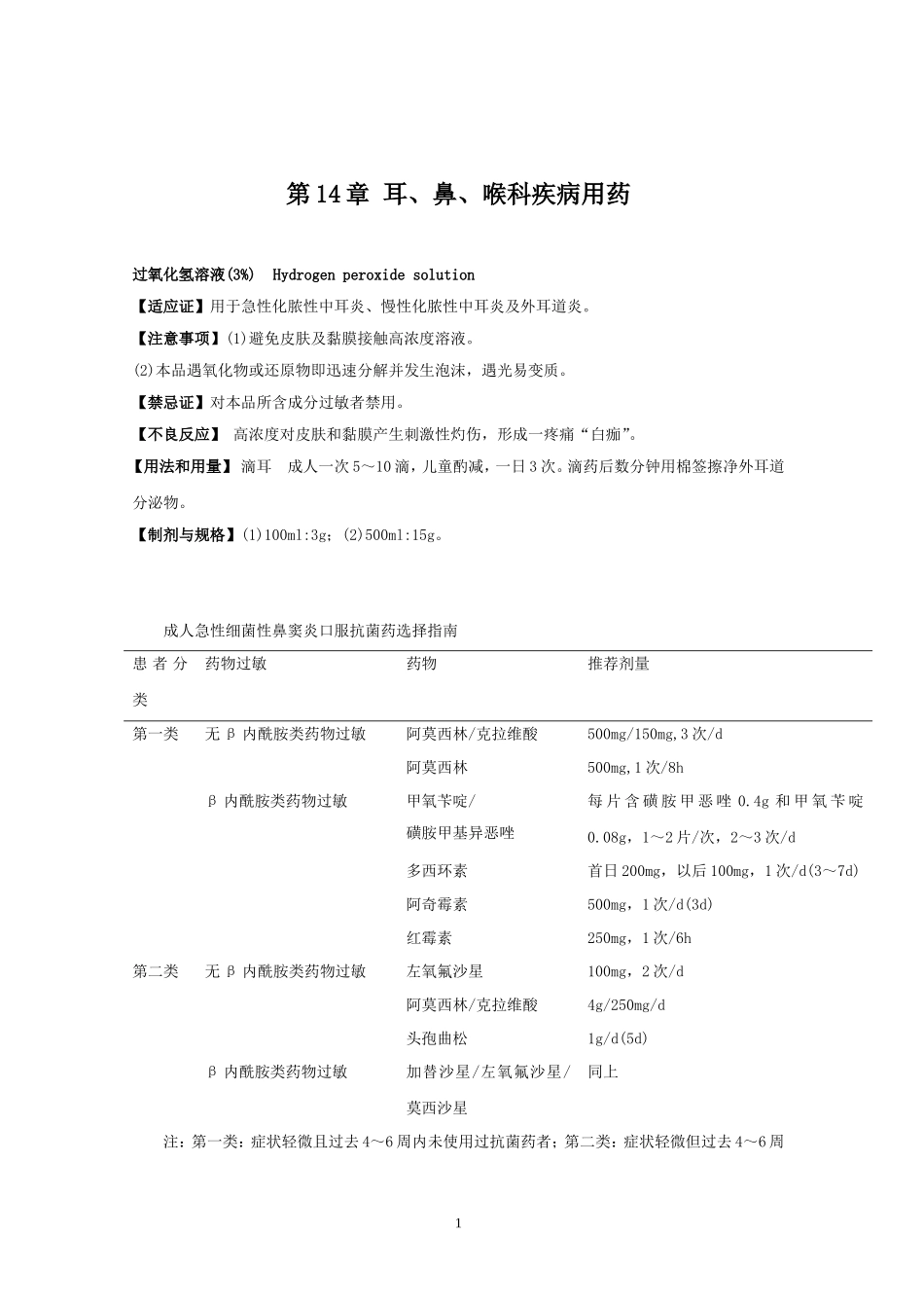 第14章 耳、鼻、喉科疾病用药_第1页