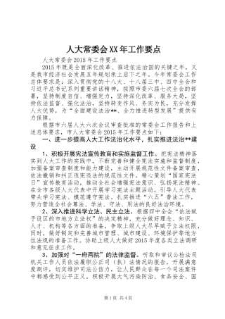 人大常委会XX年工作要点