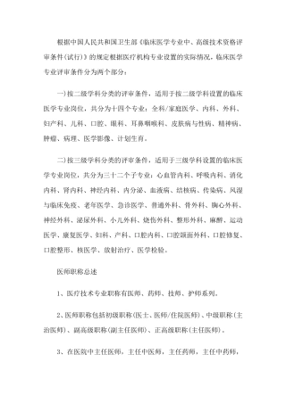 2015年医生职称的晋级制度