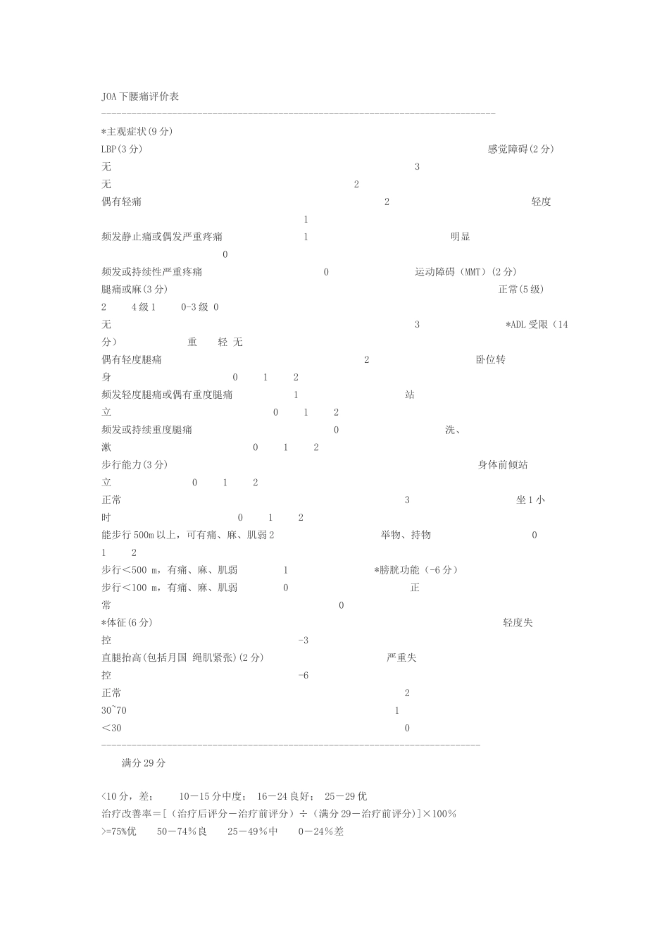 JOA下腰痛评价表040209_第1页