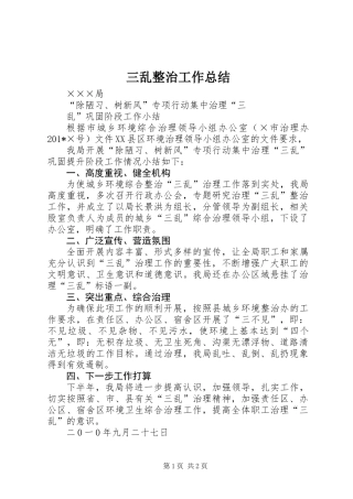 三乱整治工作总结