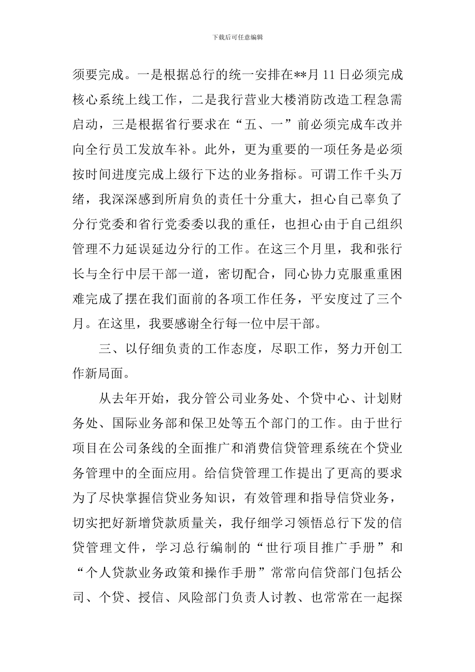 银行行长述责述廉报告2024最新_第3页