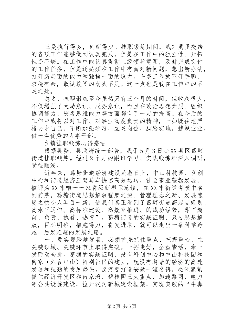 到XX市XX乡镇挂职心得体会_第2页