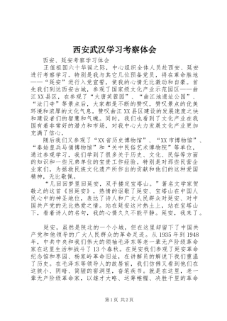 西安武汉学习考察体会