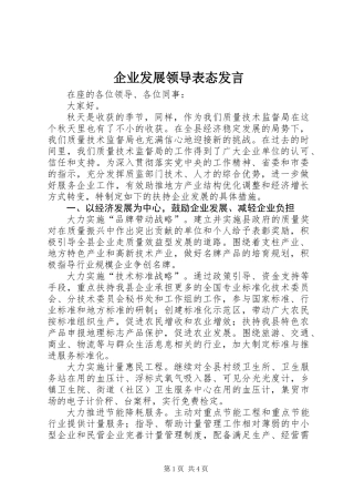企业发展领导表态发言