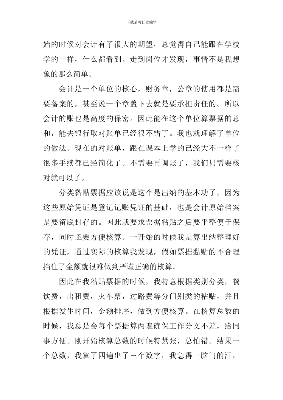 2024出纳顶岗实习报告模板_第3页