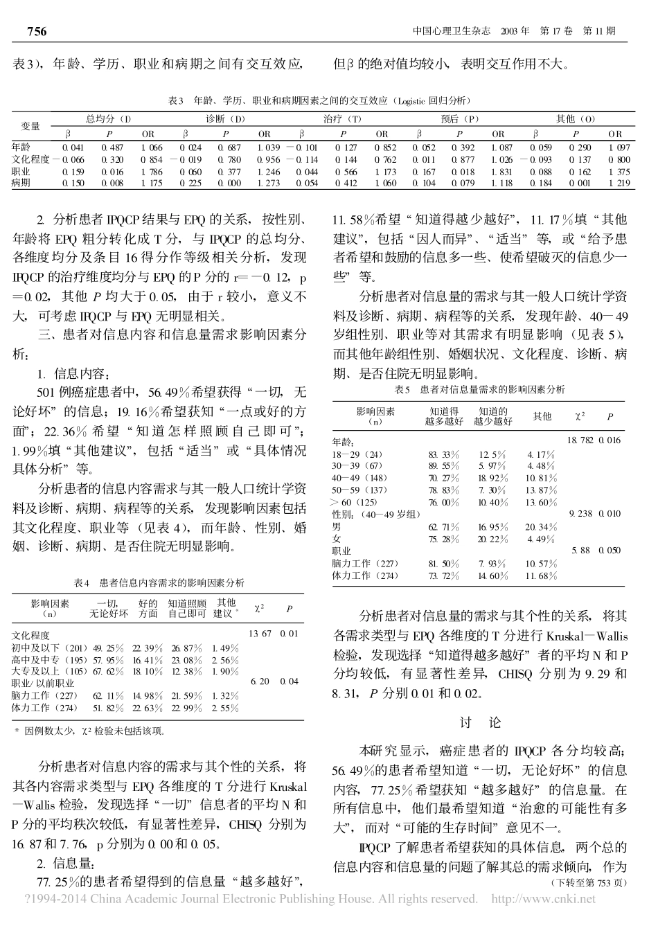 癌症患者的信息需求_信息选择情况及影响因素分析_黄雪薇_第3页