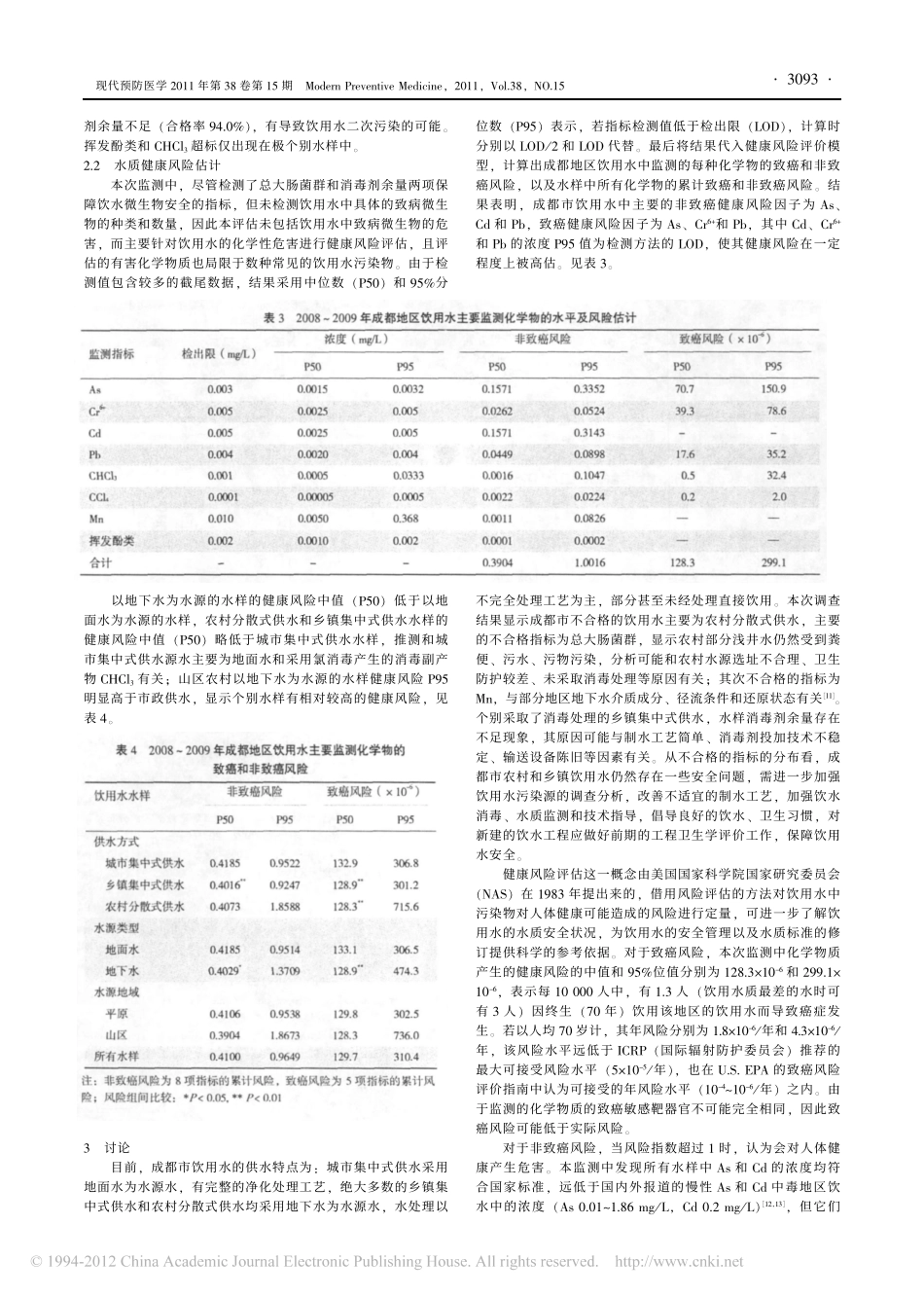 成都市饮用水水质监测状况及健康风险初评_第3页