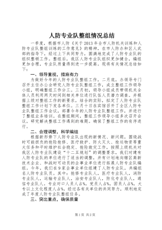 人防专业队整组情况总结