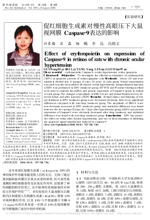 促红细胞生成素对慢性高眼压下大鼠视网膜Caspase_9表达的影响[1]